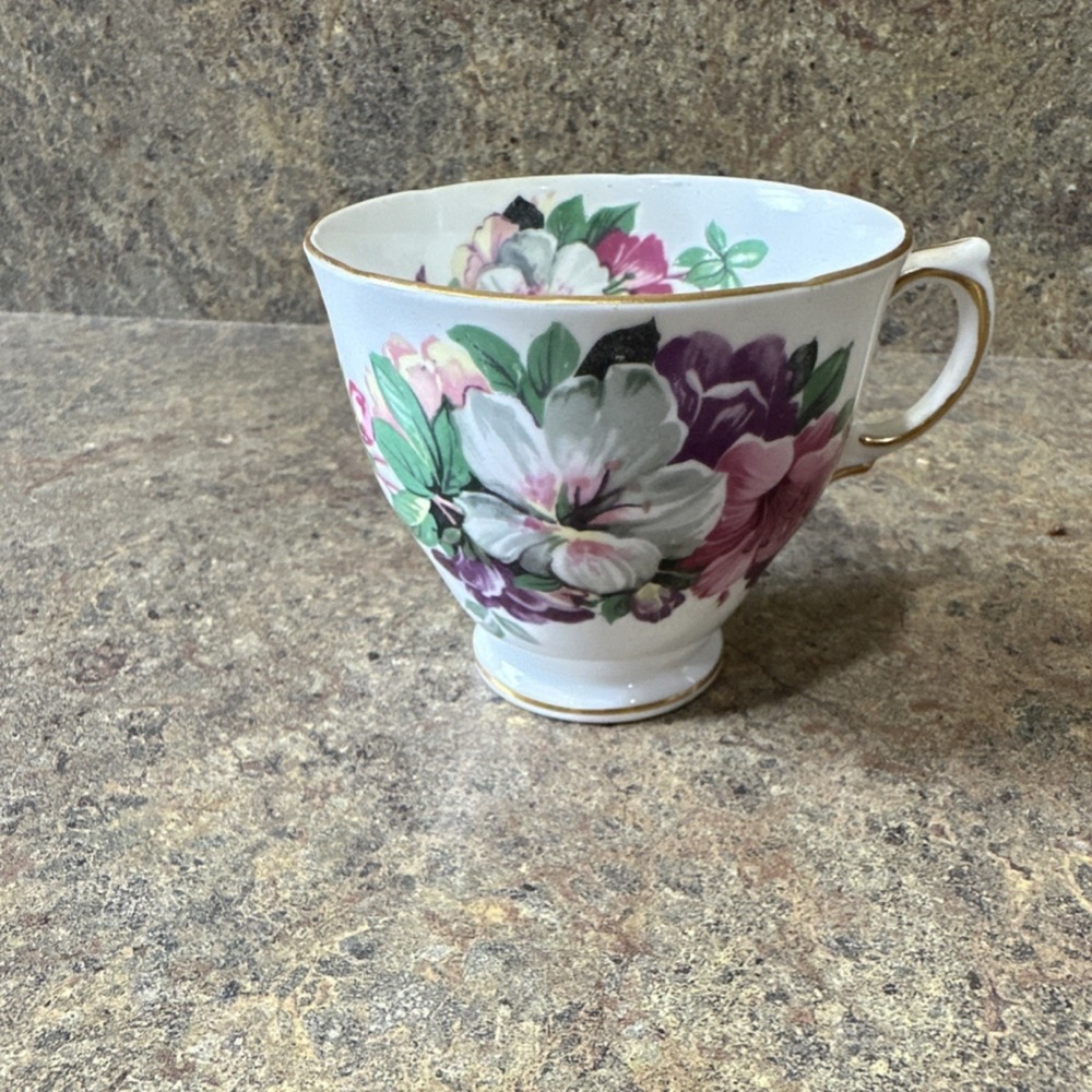 Tuscan Azalea Fine English Bone China Teacup Floral Gold Trim Made in England